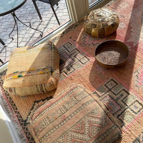 Low Moroccan Carved Mida Table With Rim/ Amazigh style.