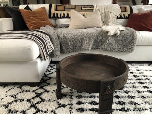 Low Moroccan Carved Mida Table/ Amazigh Style.